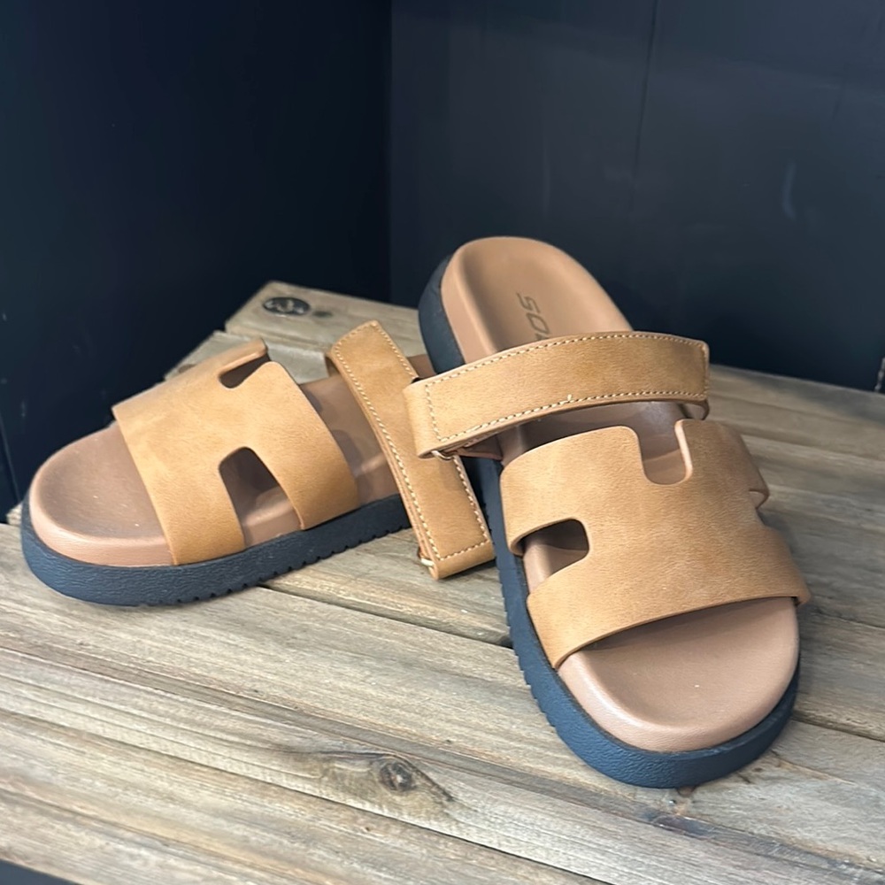 Soda Tan Slide Sandals